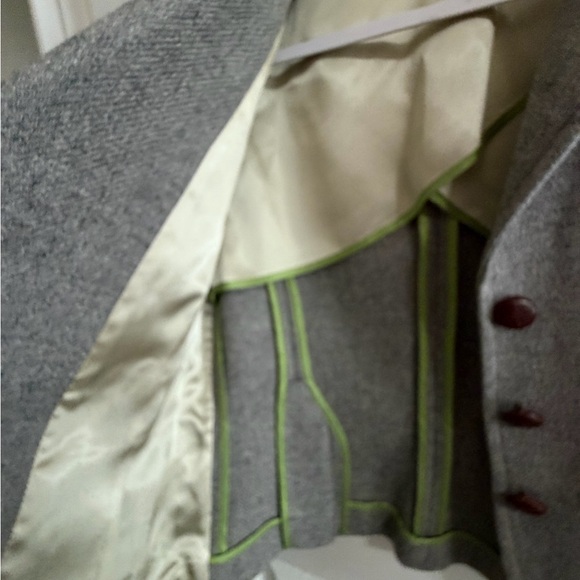 J. Crew Gray Wool Blazer with Pink & Green Trim - Picture 3 of 7